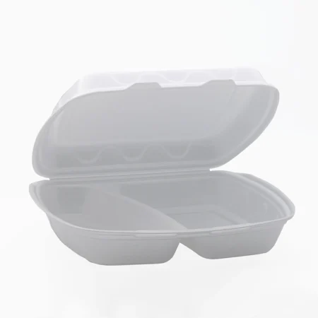 Caserole din Polistiren cu 2 Compartimente (100 Buc/Set)