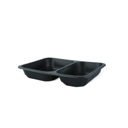 Caserole Termosudabile Negre 2 Compartimente H40 (50 Buc/Set)