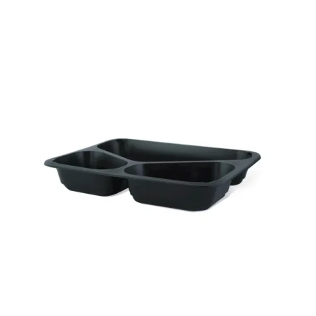 Caserole Termosudabile Negre 3 Compartimente H50 (50 Buc/Set)