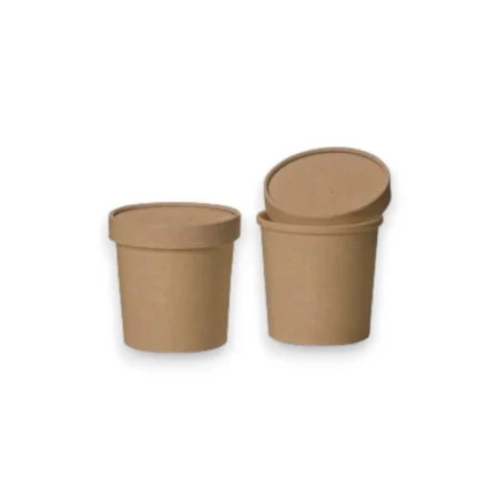 Boluri Supă Carton Natur + Capac Carton (25 Buc/Set)