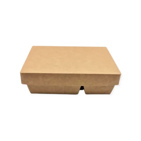 Capac Cutii Meniu Burger cu 2 Compartimente Natur (100 Buc/Set)