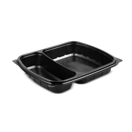 Caserole Termosudabile Negre 2 Compartimente (50 Buc/Set)