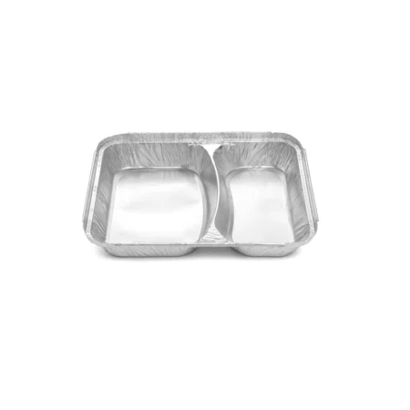 Caserole din Aluminiu cu 2 Compartimente (100 Buc/Set)
