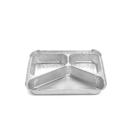 Caserole din Aluminiu cu 3 Compartimente (100 Buc/Set)