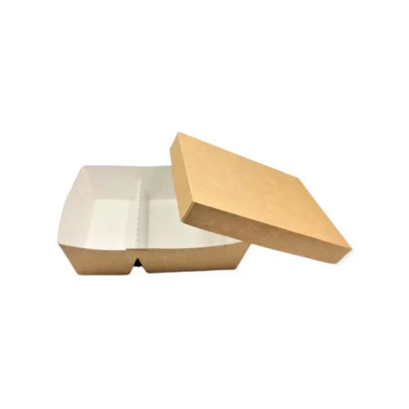 Cutii Meniu Burger cu 2 Compartimente Natur (100 Buc/Set)