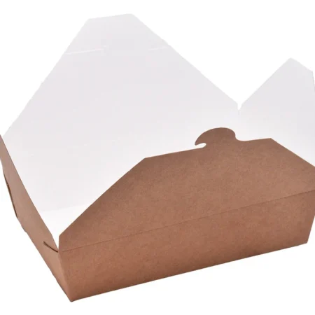 Cutii Meniu cu 4 Clapete Kraft Alb (50 Buc/Set)