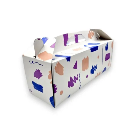 Cutii Tort Desen Multicolor cu Mâner (25 Buc/Set)