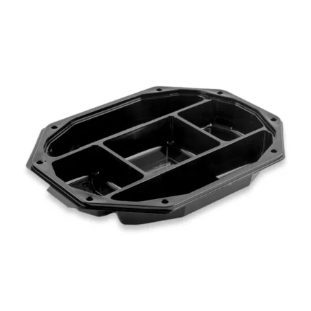 Platouri Catering Ovale Negre cu 5 Compartimente (50 Buc/Set)