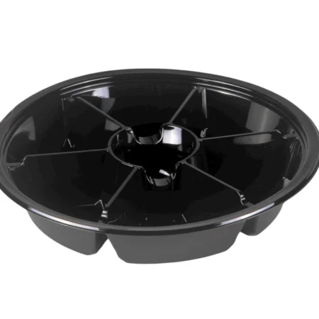Platouri Rotunde Negre cu 7 Compartimente (50 Buc/Set)