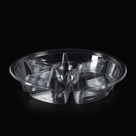 Platouri Rotunde Transparente cu 7 Compartimente (50 Buc/Set)