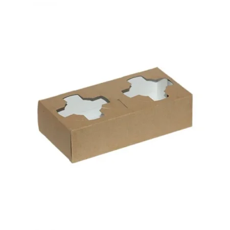 Suport Pahare 2 Compartimente din Carton Natur (100 Buc/Set)