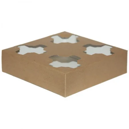 Suport Pahare 4 Compartimente din Carton Natur (100 Buc/Set)