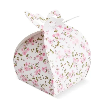 Cutii Prăjituri Fluture cu Flori 9,5×9,5×8 cm (100 Buc/Set)