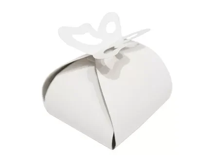 Cutii Prăjituri Fluture Albe 9,5×9,5×8 cm (100 Buc/Set)